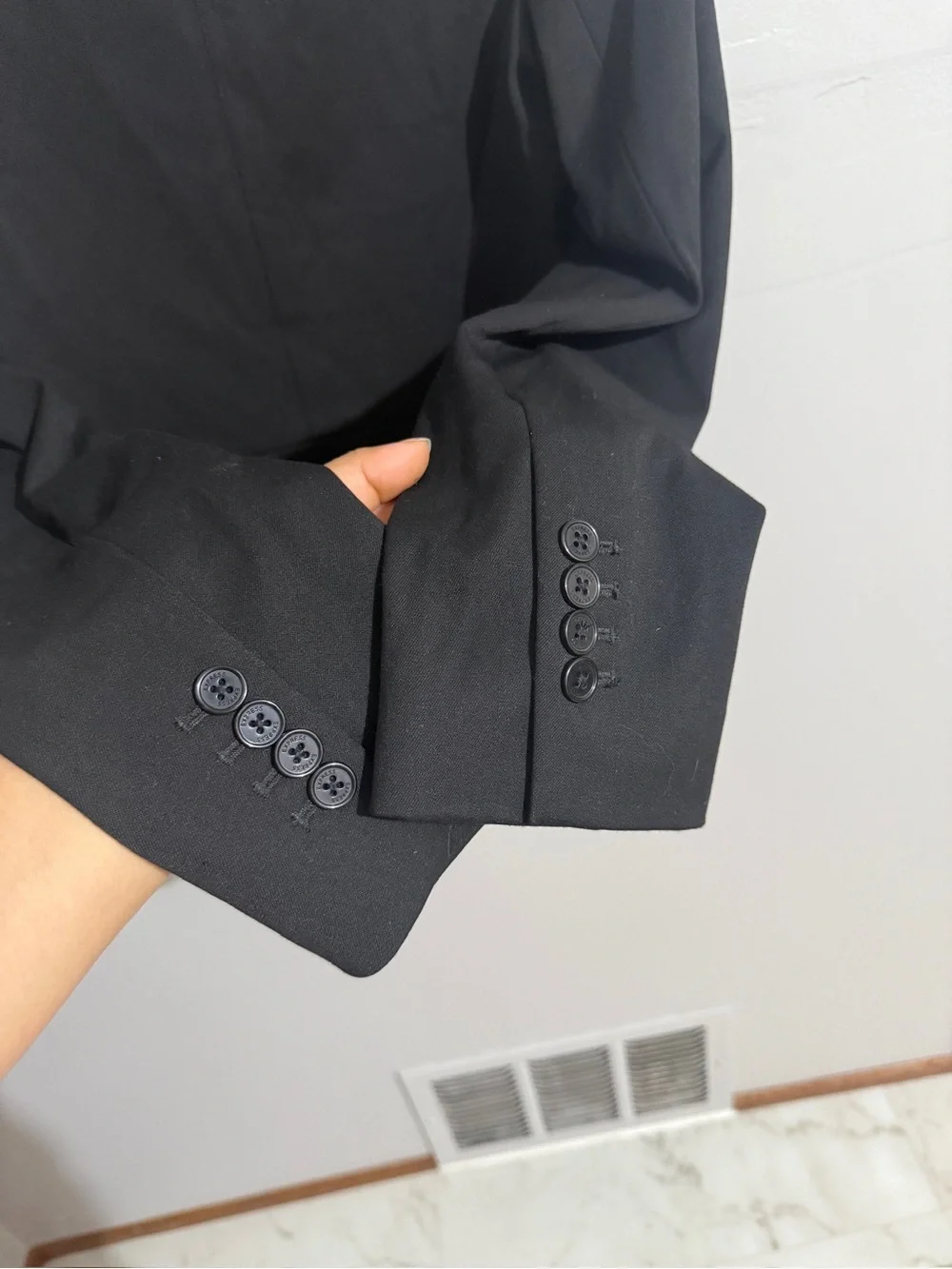 Express Blazer Womens 10 Black Double Breasted Peak Lapel Structured Jacket